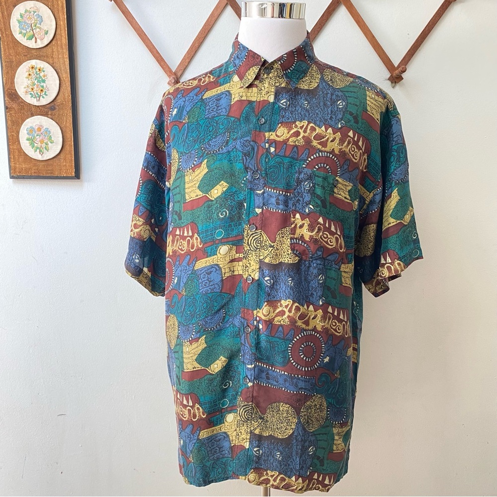 90s Silk Abstract Shirt